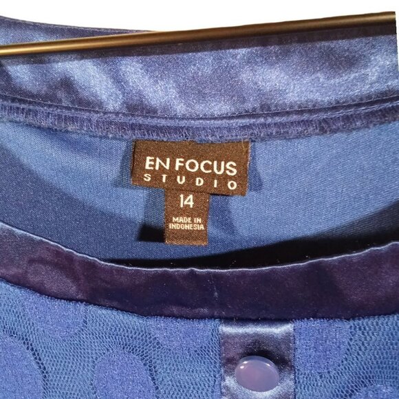 Enfocus Studio Blue Lace Shirt Mini Dress Size 14 - Picture 3 of 4